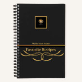 Carnet Recettes de monogramme photo personnalisées en or  (Recto)