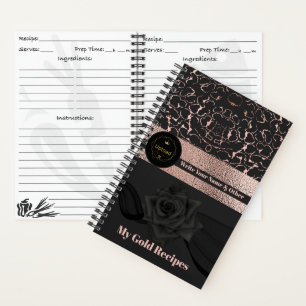 Carnet Recettes de monogramme photo personnalisées Rose n