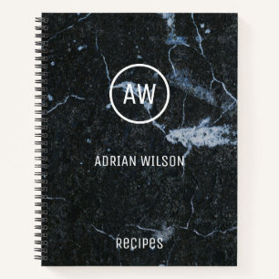 Carnet Recettes de Motif Monogramme en pierre de marbre n