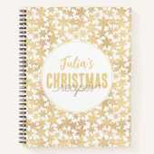 Carnet Recettes de Noël aux flocons de neige dorés modern (Devant)