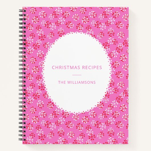 Carnet Recettes de Noël personnalisées Rose Rouge (Devant)