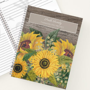 Carnet Recettes de Thanksgiving Fleurs de Tournesol Jaune