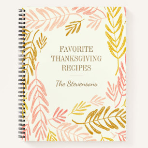 Carnet Recettes de Thanksgiving personnalisées avec feuil