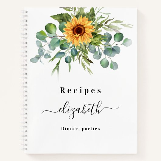 Carnet Recettes de tournesol eucalyptus vert nom du scrip (Devant)