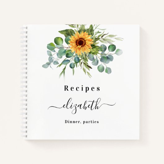 Carnet Recettes de tournesol eucalyptus vert nom du scrip (Devant)