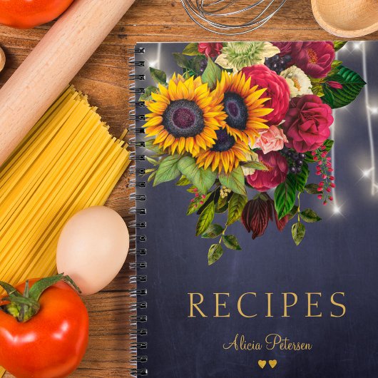 Carnet Recettes de tournesol rustique et de cuisine marin