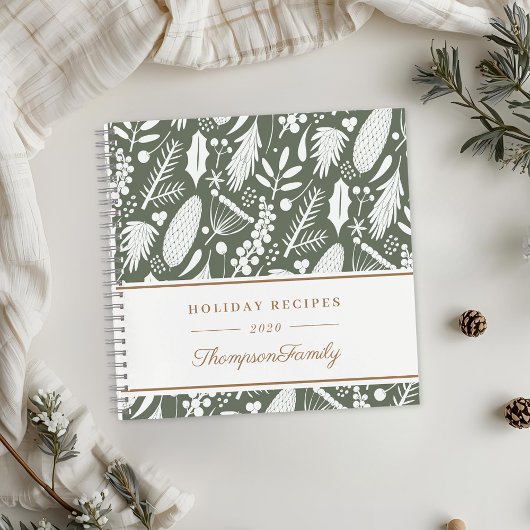 Carnet Recettes de vacances de feuillage de Noël d'hiver