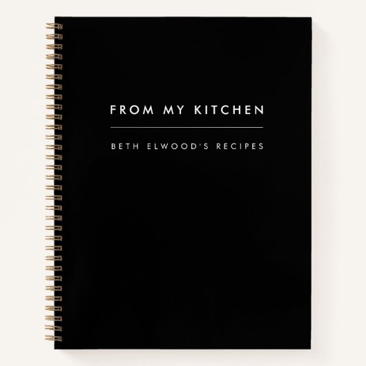 Carnet Recettes | Design Noir Moderne De Ma Cuisine (Devant)