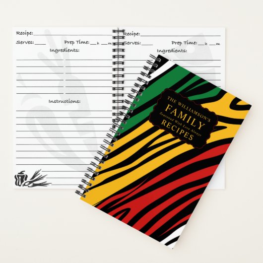 Carnet Recettes d'histoire en rouge vert jaune noir Monog (À l'intérieur)