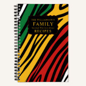 Carnet Recettes d'histoire en rouge vert jaune noir Monog (Recto)