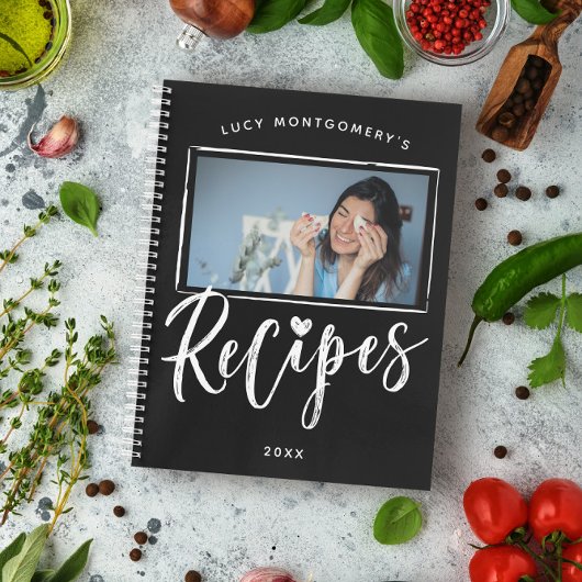 Carnet Recettes écriture pinceau noir blanc Photo