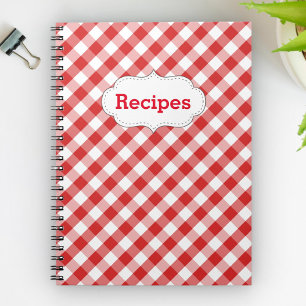 Carnet Recettes élégantes à motif Gingham rouge