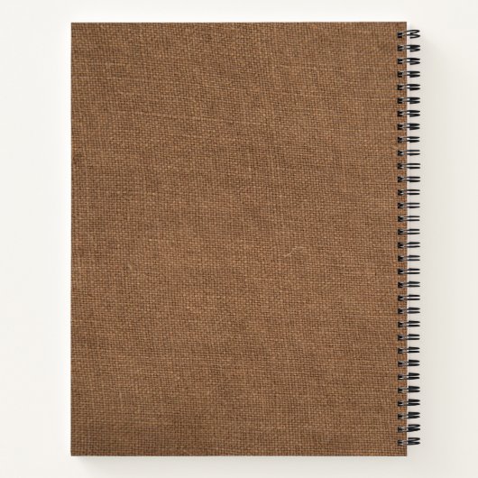 Carnet Recettes Élégantes de lin Brown rustique monogramm (Dos)