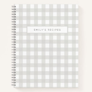 Carnet Recettes   En vichy Motif gris et blanc