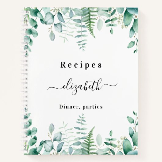 Carnet Recettes eucalyptus nom de la forêt verte (Devant)