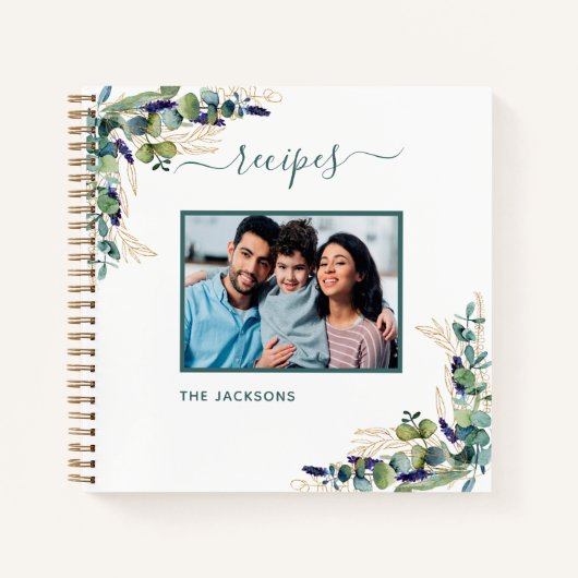 Carnet Recettes eucalyptus verdure photo blanche (Devant)