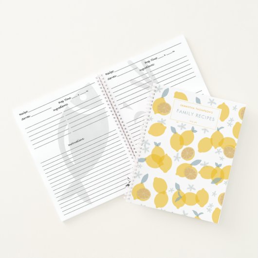 Carnet Recettes familiales Pastel moderne Citrus Lemons R (Intérieur)