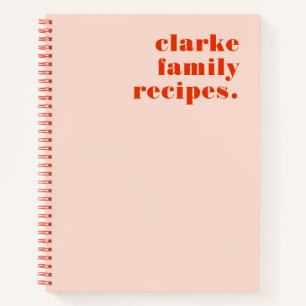 Carnet Recettes familiales Retro Vintage Blush rose et ro