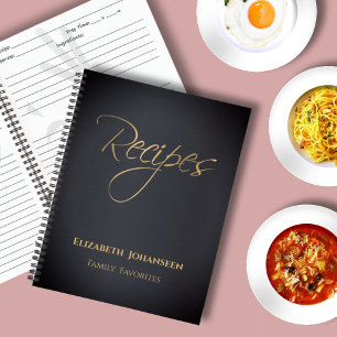 Carnet Recettes favorites de la famille moderne Bleu fonc