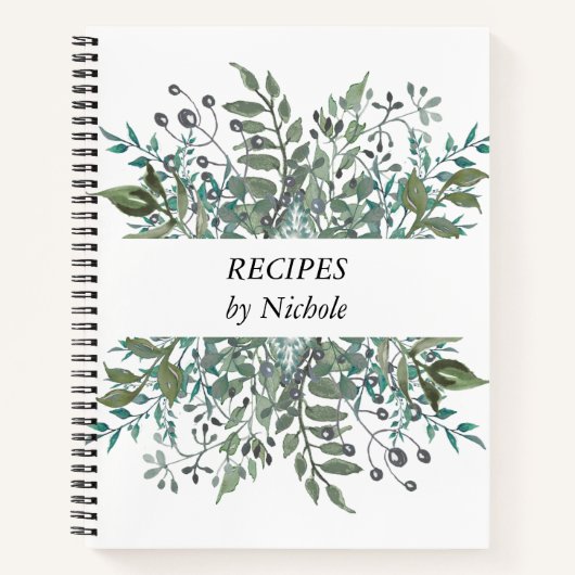 Carnet Recettes Feuillage Vert Feuille Personnalisé (Devant)