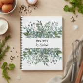 Carnet Recettes Feuillage Vert Feuille Personnalisé