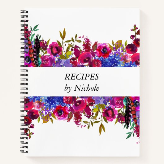 Carnet Recettes Fleurs Gras Lumineuses Plutôt Personnalis (Devant)