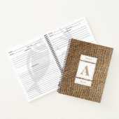 Carnet Recettes initiales du monogramme de Burlap rustiqu (Intérieur)