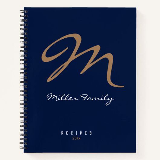 Carnet Recettes Monogramme bleu foncé (Devant)