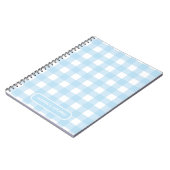 Carnet Recettes | Motif Gingham Bleu clair et Blanc (Côté gauche)