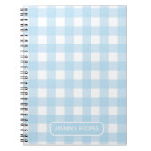 Carnet Recettes | Motif Gingham Bleu clair et Blanc (Devant)