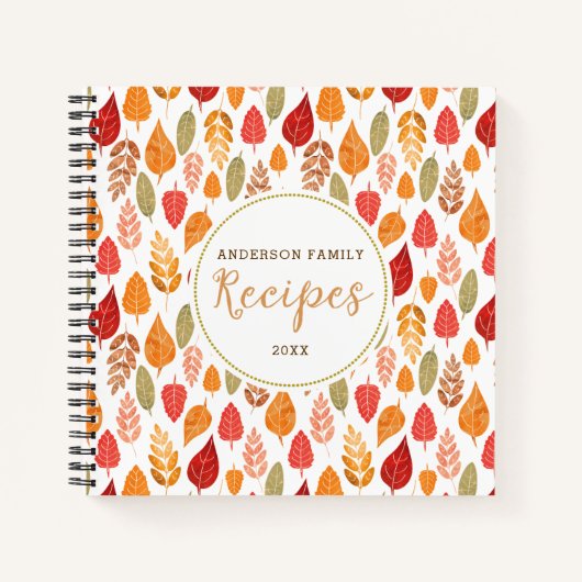 Carnet Recettes Motifs Feuilles Automne (Devant)