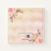 Carnet Recettes pampas herbe blush rose fleuri famille (Dos)