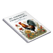 Carnet Recettes Personnalisées Coq Botanique Vintage (Côté Droit)