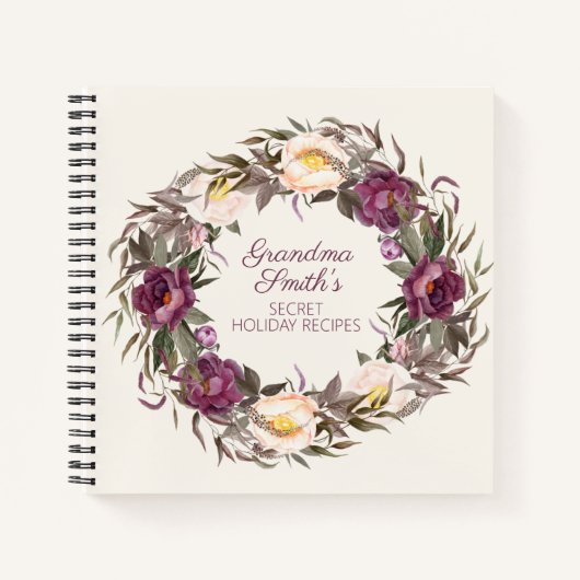 Carnet Recettes personnalisées de grand-mère Fleur violet (Devant)
