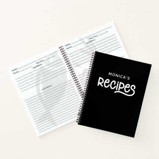 Carnet Recettes personnalisées en noir et blanc (Intérieur)