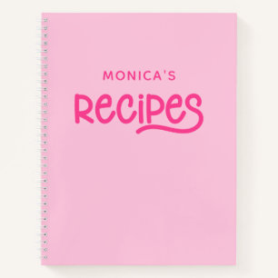 Carnet Recettes personnalisées rose et fuchsia