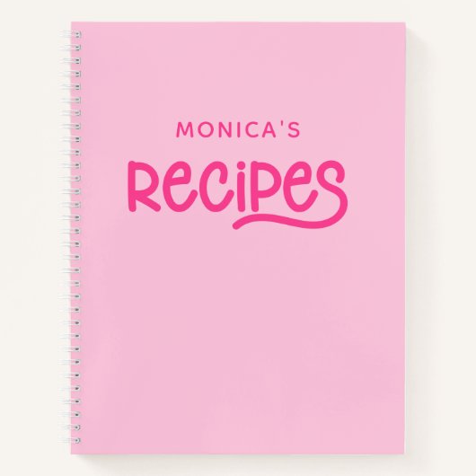 Carnet Recettes personnalisées rose et fuchsia (Devant)