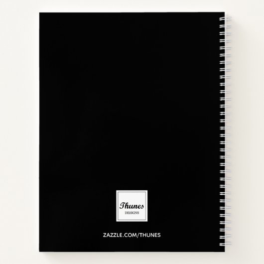 Carnet Recettes photo personnalisée noir blanc monogramme (Dos)