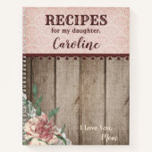 Carnet Recettes Pour Fille Personnalisée Floral Bois (Devant)