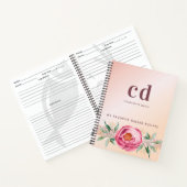 Carnet Recettes rose bleu or fleur monogramme (Intérieur)