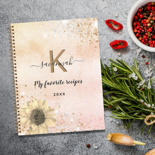 Carnet Recettes rose or parties scintillant tournesol mon