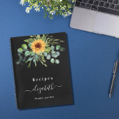 Carnet Recettes tournesol eucalyptus vert nom noir