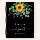 Carnet Recettes tournesol eucalyptus vert nom noir (Devant)