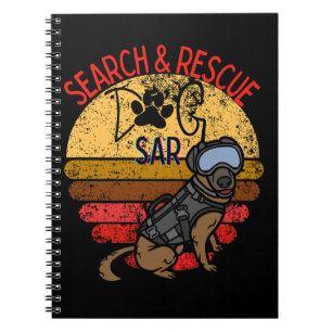 Carnet Recherche et Secourt SAR K-9 Équipe de chiens prof