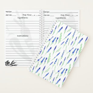Carnet Recipe Book (14 x 21,6 cm) - Lavender Pattern