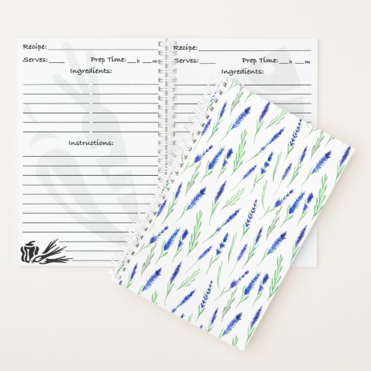 Carnet Recipe Book (14 x 21,6 cm) - Lavender Pattern (À l'intérieur)