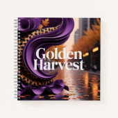 Carnet Récolte dorée design luxe léopard violet automne (Devant)
