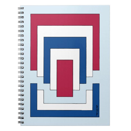 Carnet Rectangle Abstrait en rouge, blanc et bleu (Devant)