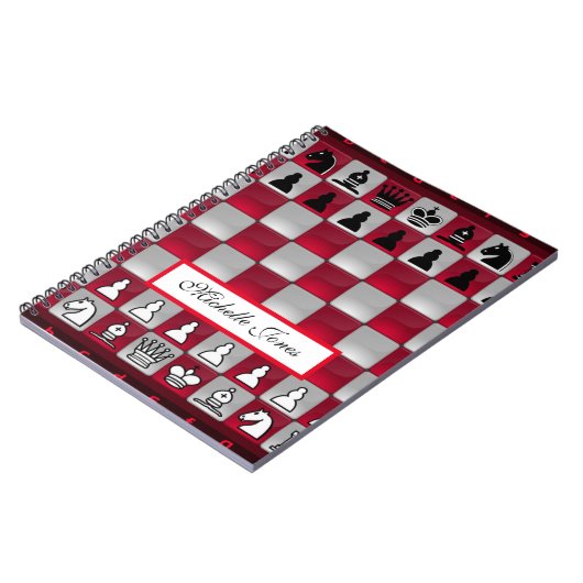 Carnet Red and Black Chessboard Ajouter votre nom Homesch (Côté gauche)