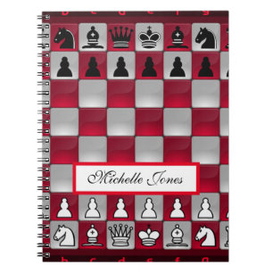 Carnet Red and Black Chessboard Ajouter votre nom Homesch